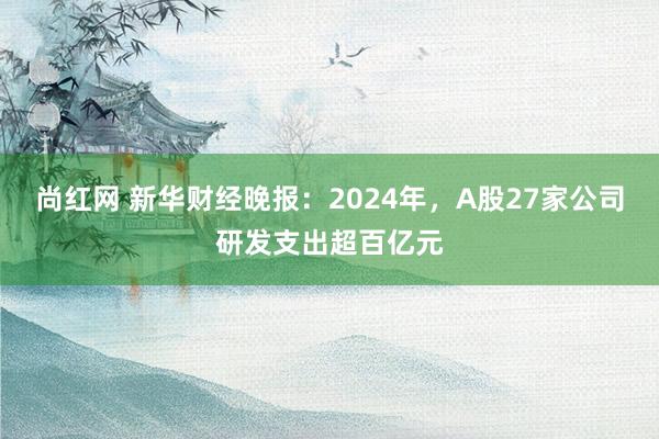 尚红网 新华财经晚报：2024年，A股27家公司研发支出超百亿元