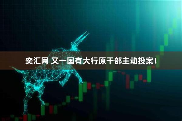 奕汇网 又一国有大行原干部主动投案！